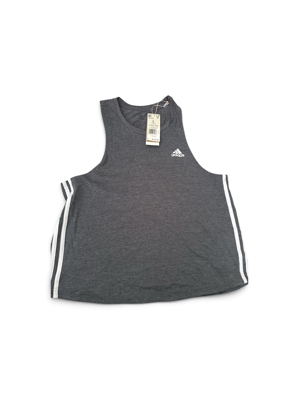 adidas Women's Charcoal Gray Tank Top with White Side Stripes
